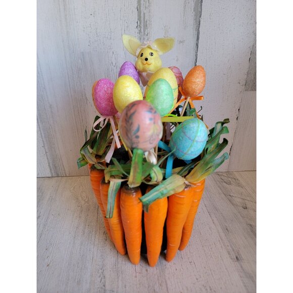 Styrofoam Easter carrot centerpiece rabbit egg glitter vintage unique decor - Picture 1 of 13